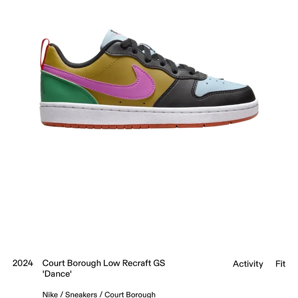 Nike Court Borough Low Recraft GS Sneakers - Black, Pink, Green, Yellow